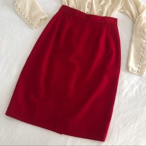 VINTAGE/ cherry red wool pencil skirt